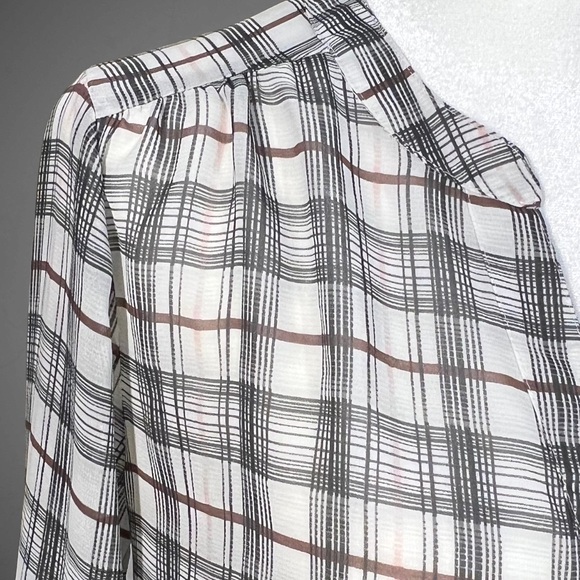 Ann Taylor Loft Petite Sheer Plaid Blouse - Picture 3 of 13